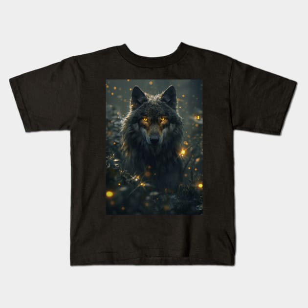 Wolf Sparks Kids T-Shirt by Durro